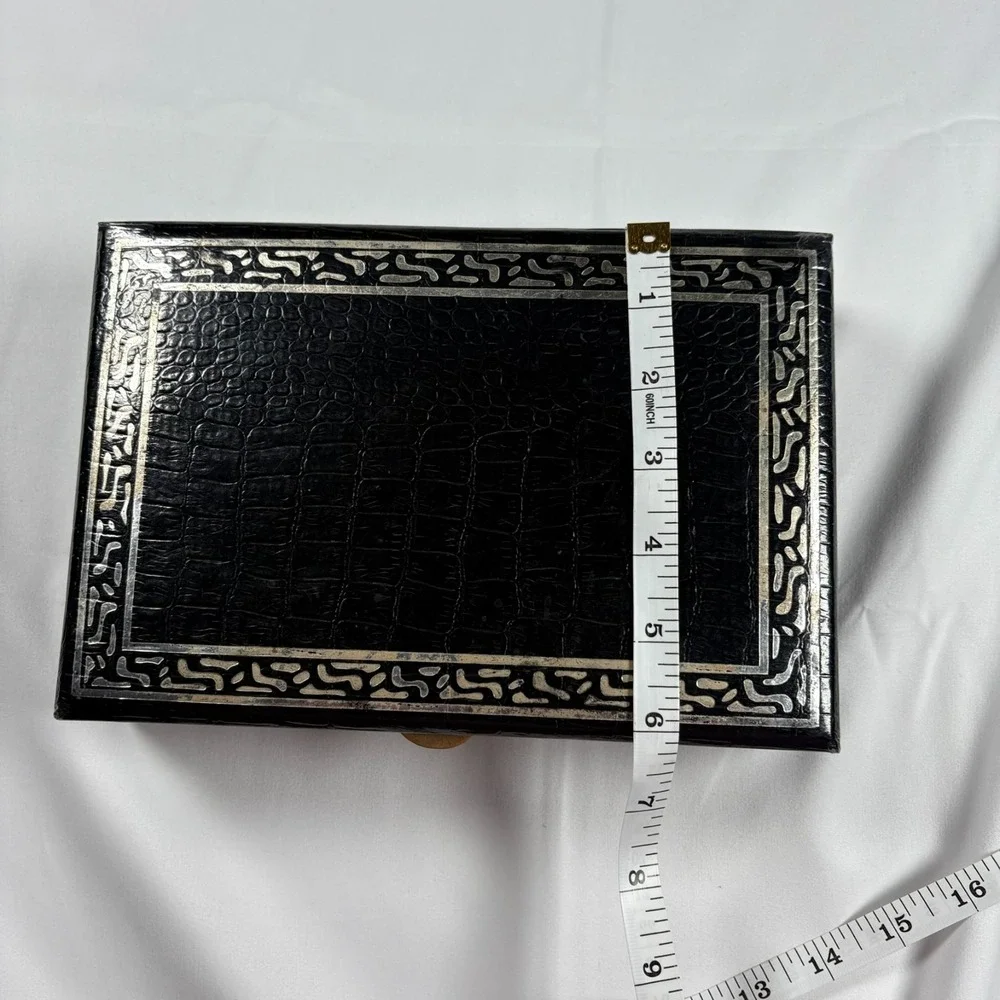 Buxton Black Velvet Jewelry Box Organizer Ring Holder Rectangle Case